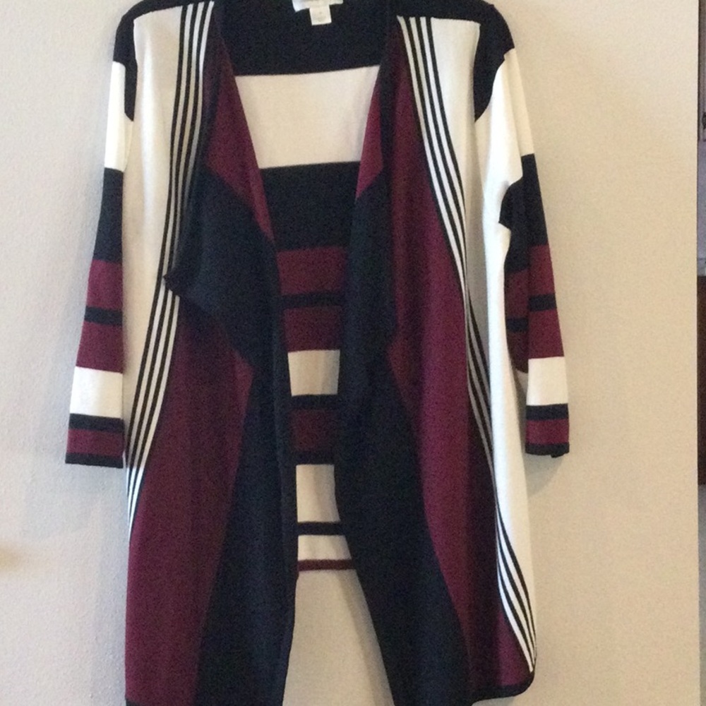 Christopher & Banks Women's Striped Open Front Cardigan. Size M